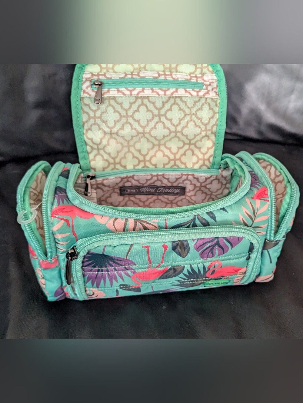 Lug Mini Trolley Makeup Cosmetic Case Bag Flamingo Palm Leaves - Picture 5 of 10